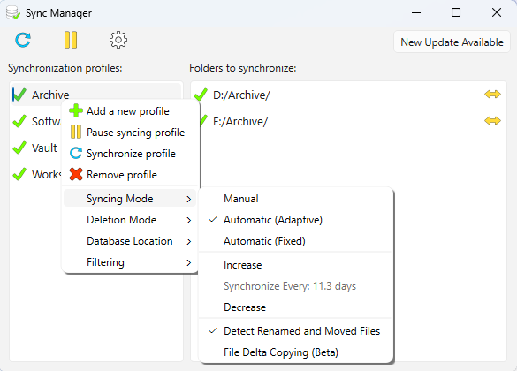 Sync Manager Screenshot
